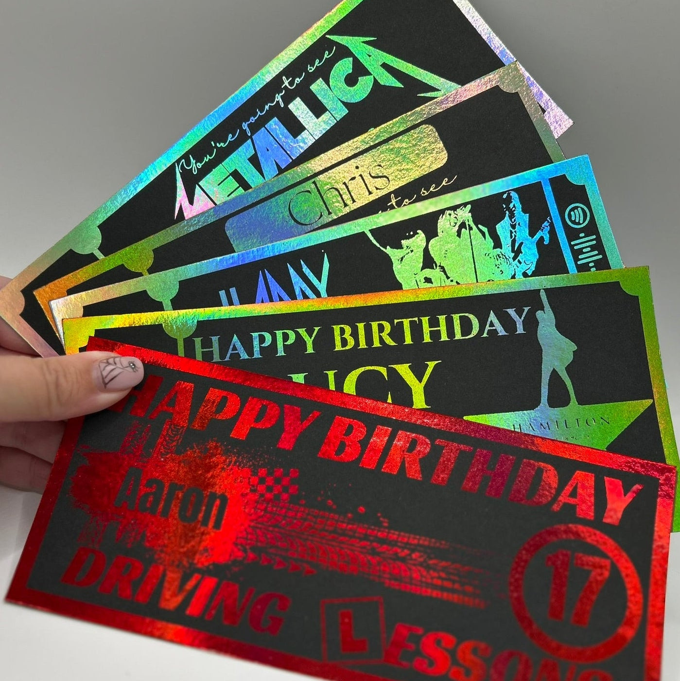 Luxury Holographic Foil Presentation Gift Card – Personalised Black Edition