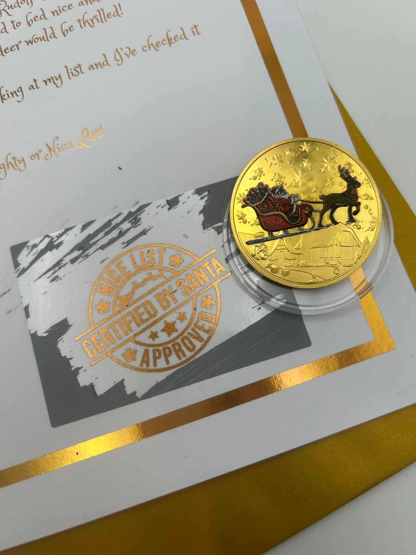 Santa Letter - Scratch reveal nice list and Coin