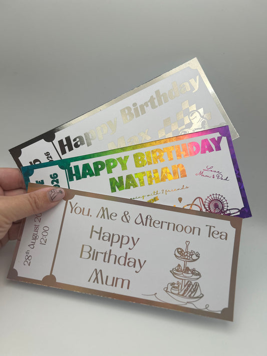 Personalised Experience-Inspired Presentation Gift Card – Custom Foiled Voucher