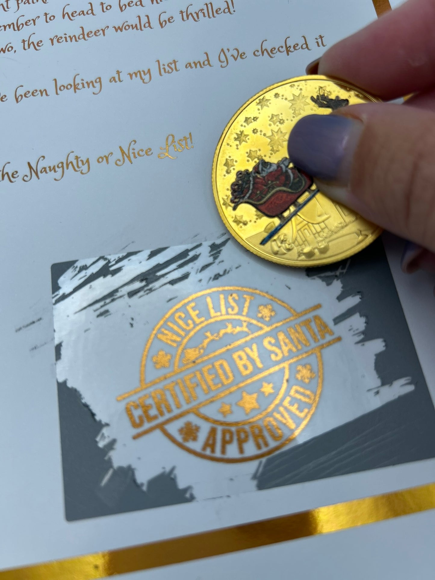 Santa Letter - Scratch reveal nice list and Coin