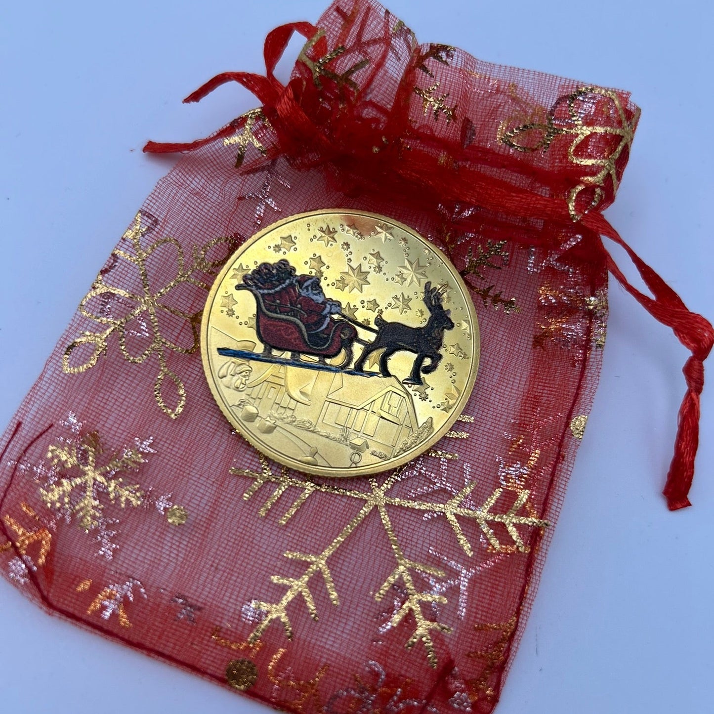 Christmas Coin & Organza bag for scratch reveal