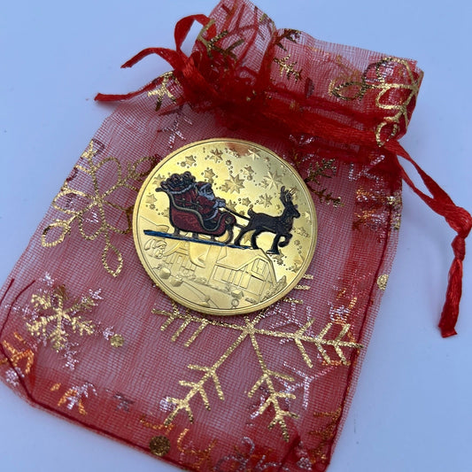 Christmas Coin & Organza bag for scratch reveal