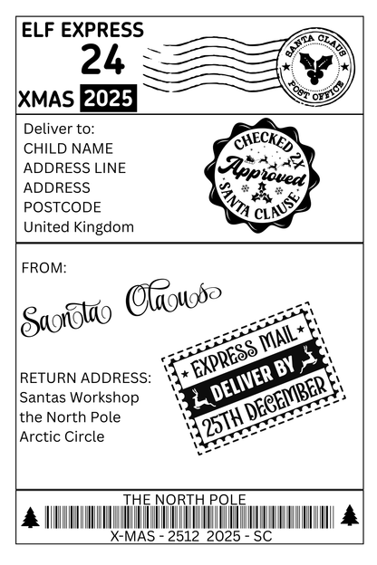 Personalised Christmas Shipping Labels – 6x4 Self-Adhesive Sticker - 10 pack