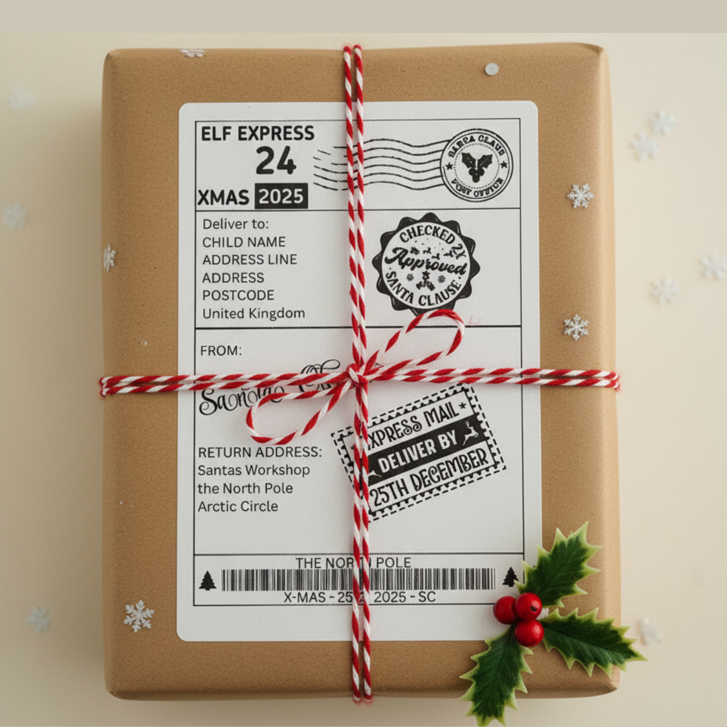 Personalised Christmas Shipping Labels – 6x4 Self-Adhesive Sticker - 10 pack